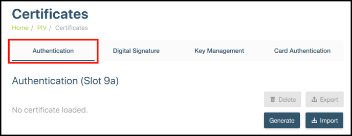 Authentication (slot 9a)