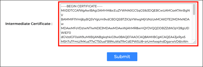 Intermediate Certificate field