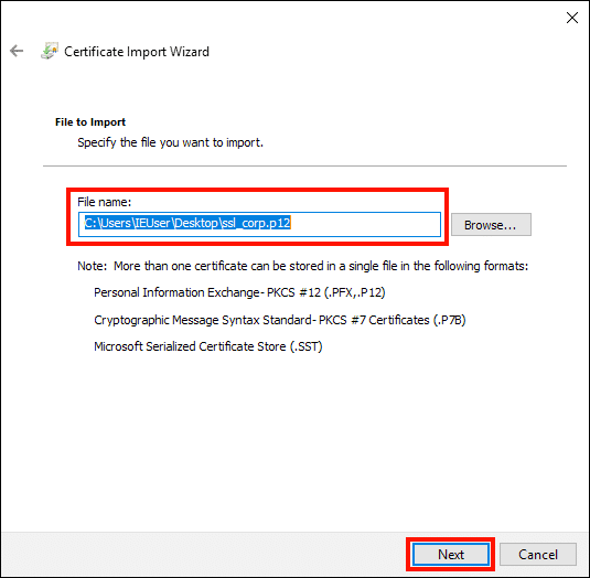File to import