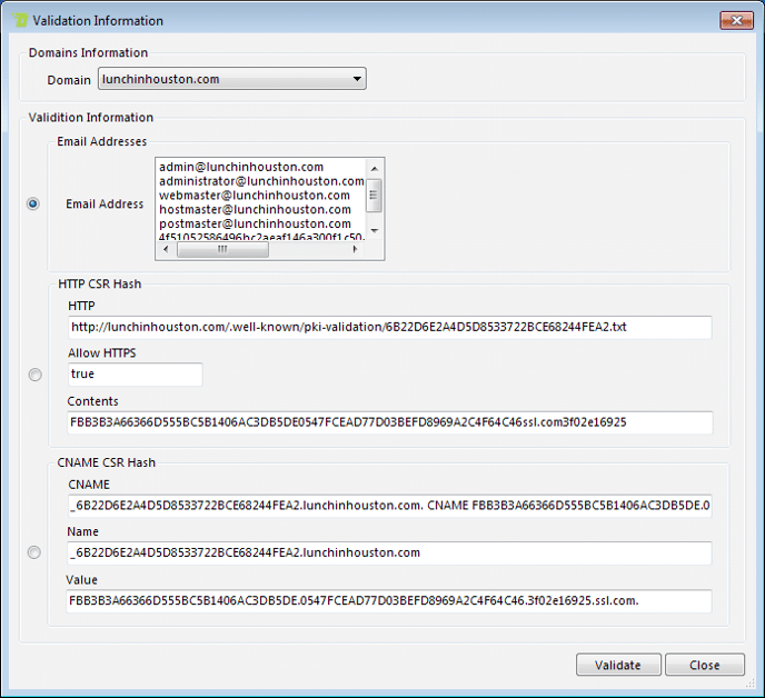 Validation methods