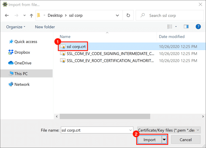 import certificate