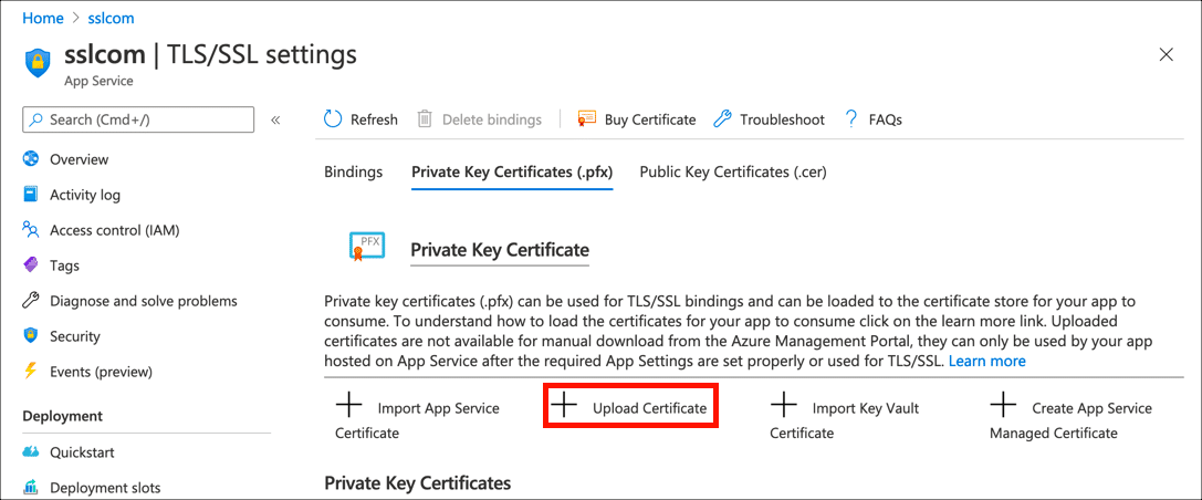 Upload Certificate