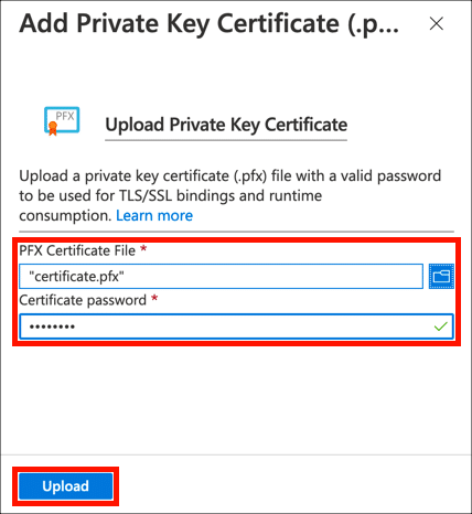 Upload certificate