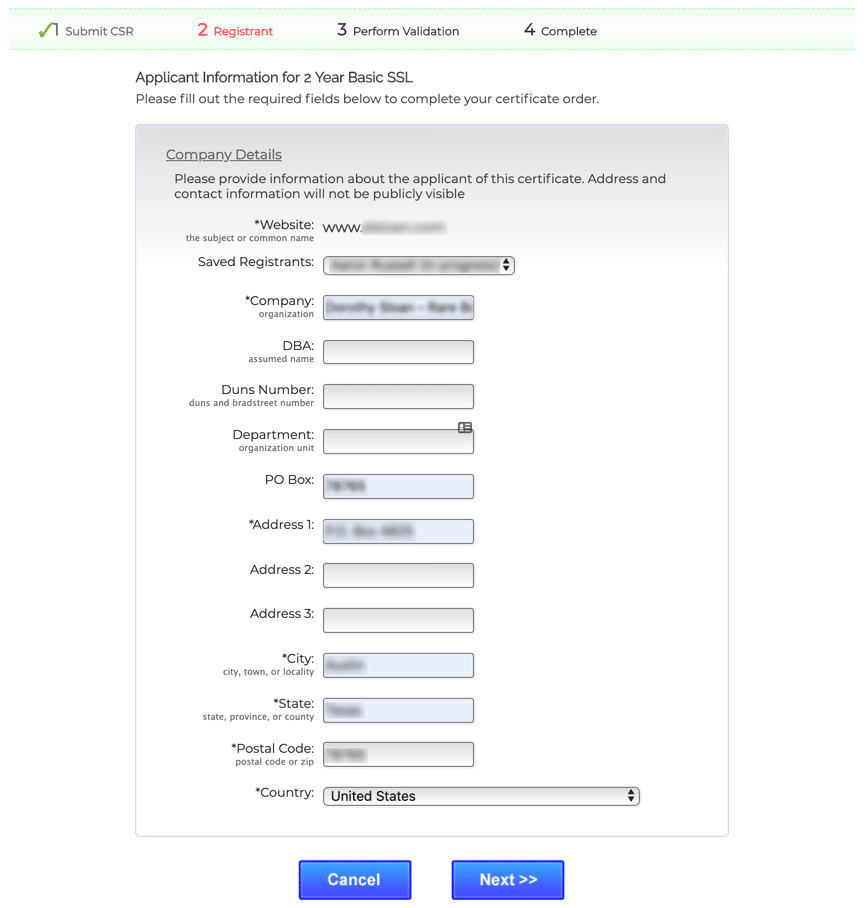 Enter company information