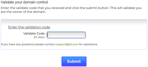 Enter validation code